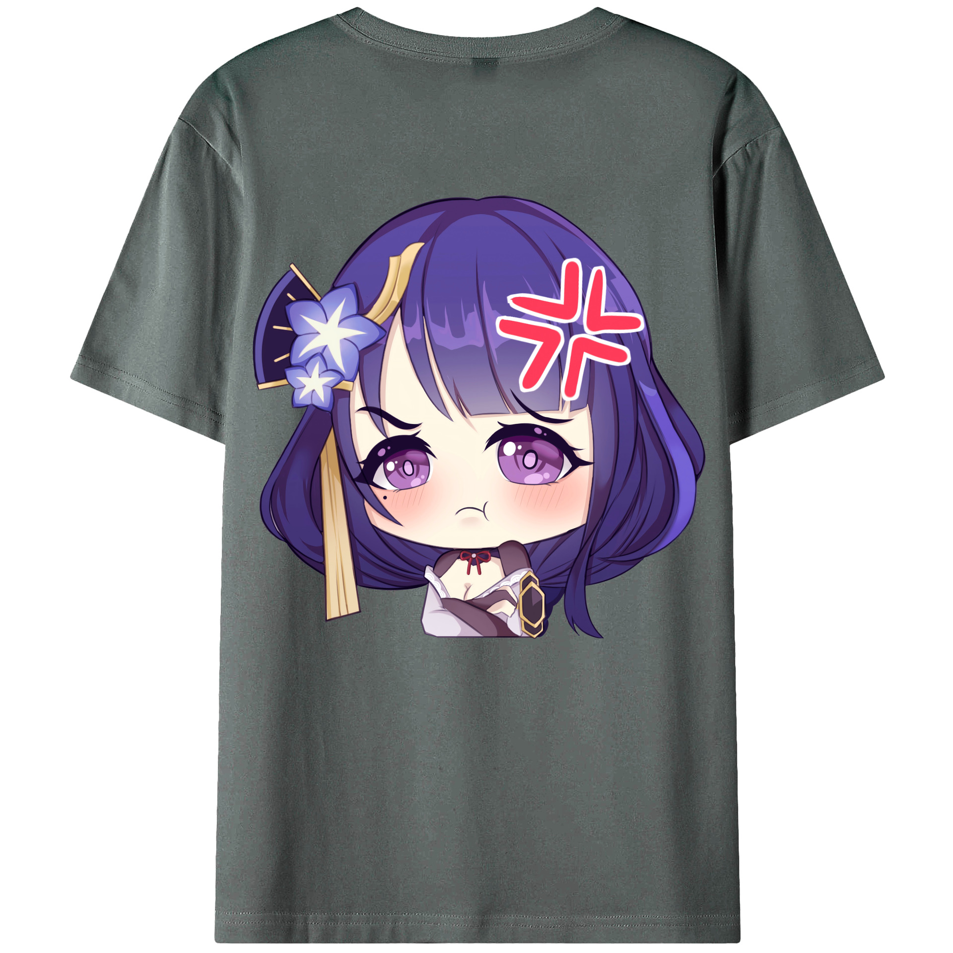 げんし神 雷電将軍 らいでんしょうぐん genshin Raiden Shogun 綿100％ メンズ半袖Tシャツ（バックプリント） 通気性